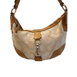 Coach Hampton Signature Hobo Handbag~ Shoulder Bag Purse Cream & Camel # 11811